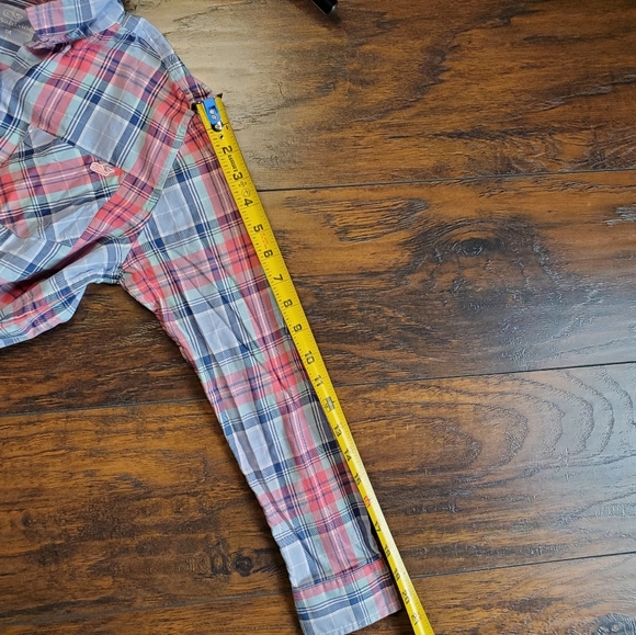 Vineyard Vines Girls Button Down Plaid Shirt Seaside Blue sz 14 - Picture 9 of 10